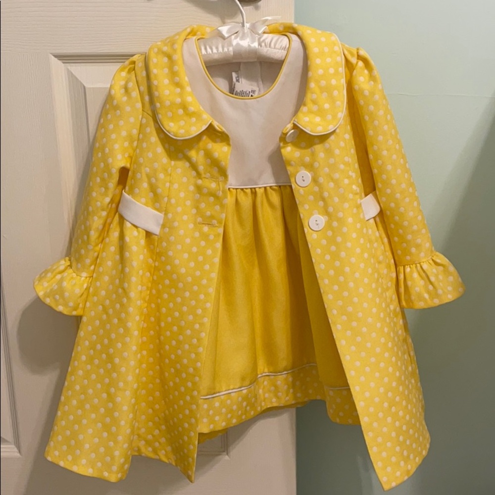 BonnieJean sunshine yellow dress and coat set